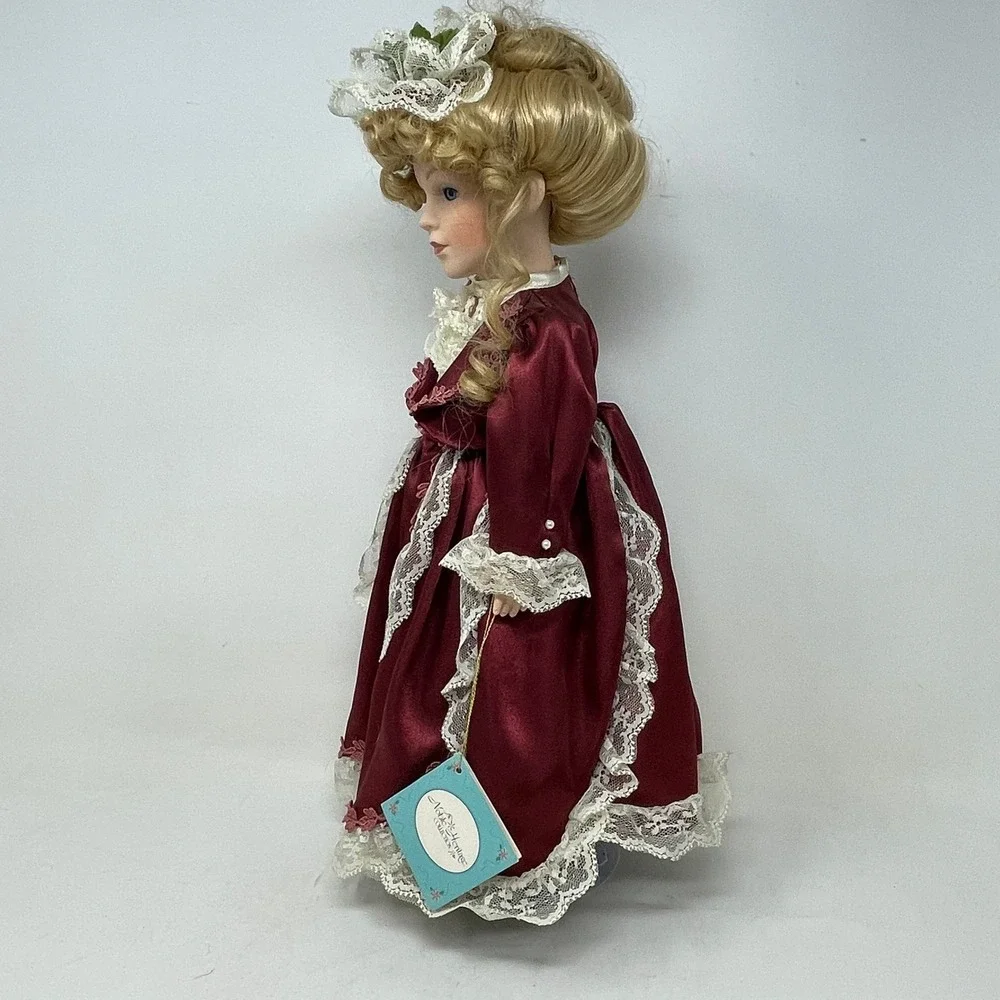 Noble Heritage Collection 1997 Porcelain Doll Burgundy Lace Victorian 16 Inch